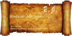 Radics Józsa névjegykártya
